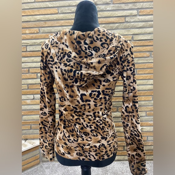 Large cheetah print zip up hoodie sweater - Picture 5 of 6